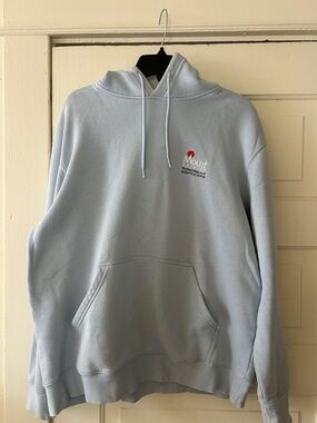 H&M Light Blue Men's Hooded Sweatshirt with Small Chest Logo